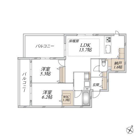 桜上水1丁目メゾン(2LDK/2階)の間取り写真