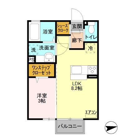 サンメゾン大平 A(1LDK/2階)の間取り写真