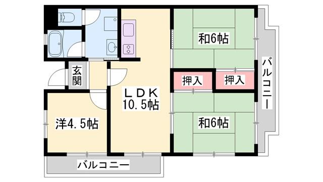 城西ハイツ(3LDK/2階)の間取り写真
