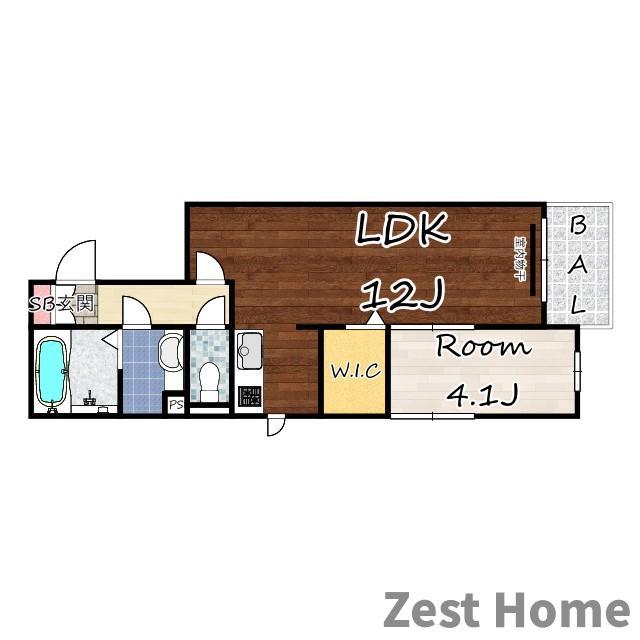 カーサフォレスタ塚口(1LDK/1階)の間取り写真