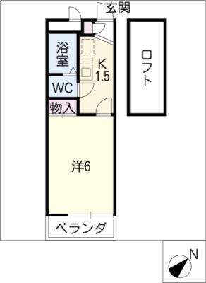 ピオニエ川名(1K/2階)の間取り写真