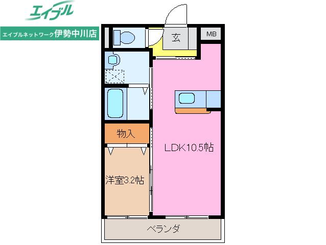 アンジュー(1LDK/1階)の間取り写真