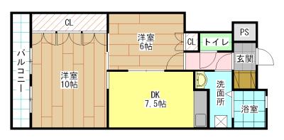 サンライフ小倉(2DK/5階)の間取り写真