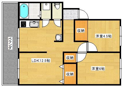 コーポ木下(2LDK/1階)の間取り写真