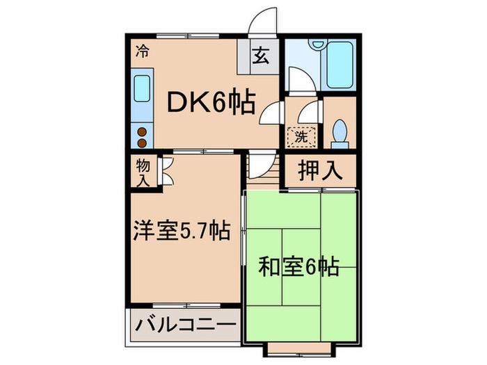 ホワイトヴィラ(2DK/1階)の間取り写真