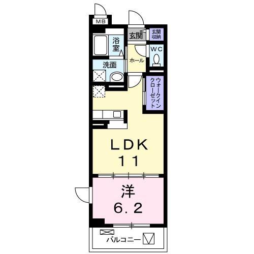 プロムナードIV(1LDK/2階)の間取り写真