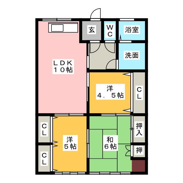 ディスティーノ高富(3LDK/1階)の間取り写真