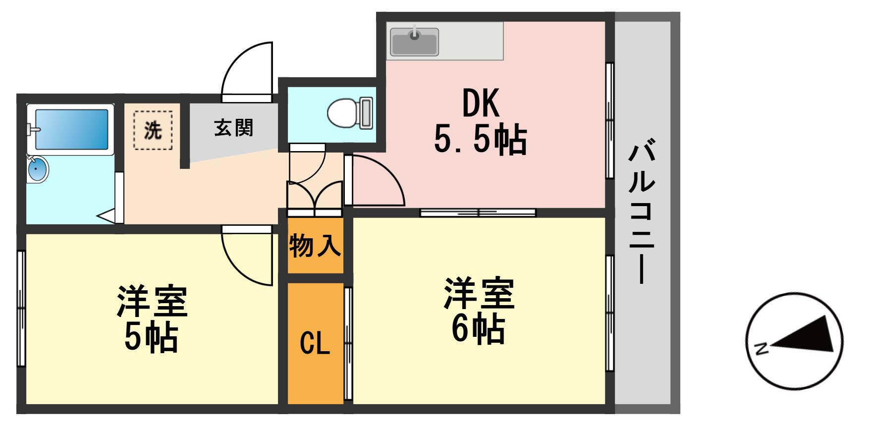 スターハイツ(2DK/2階)の間取り写真