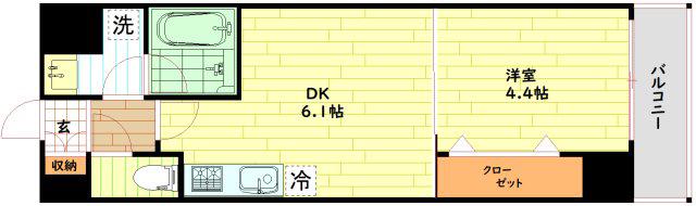 プレジオ都島(1DK/8階)の間取り写真