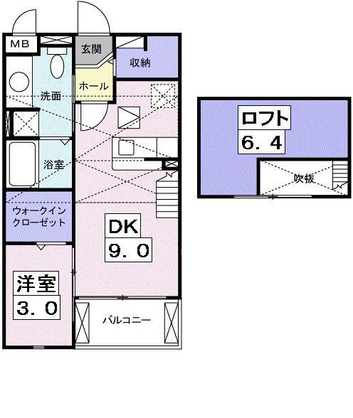 ブライトホルン(1DK/2階)の間取り写真