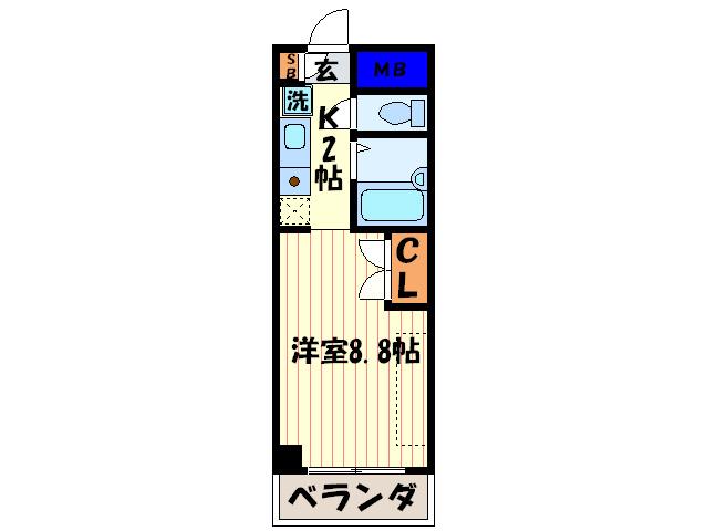 大久保現代マンション(1K/3階)の間取り写真