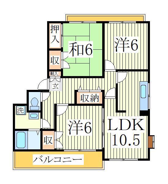 サンヴェール南流山(3LDK/4階)の間取り写真