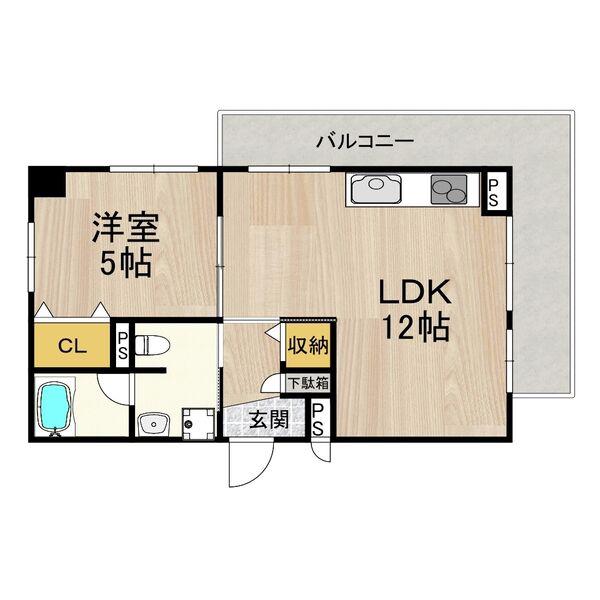 フェルザ今宮戎(1LDK/10階)の間取り写真