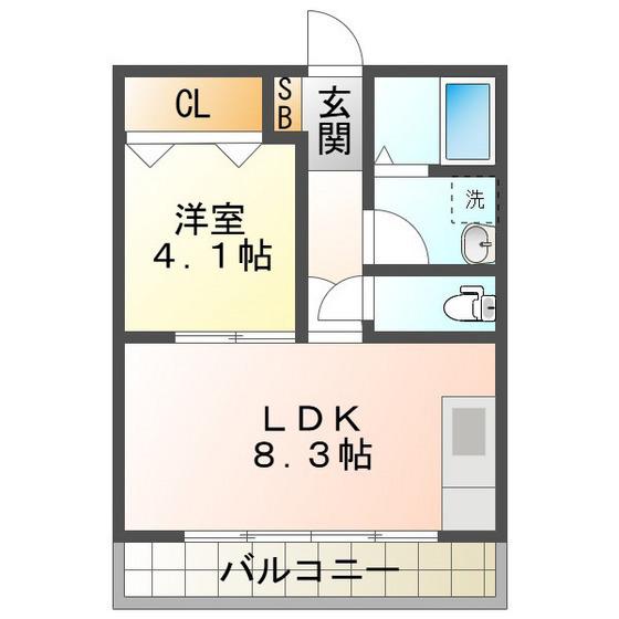 COCOA(1LDK/1階)の間取り写真