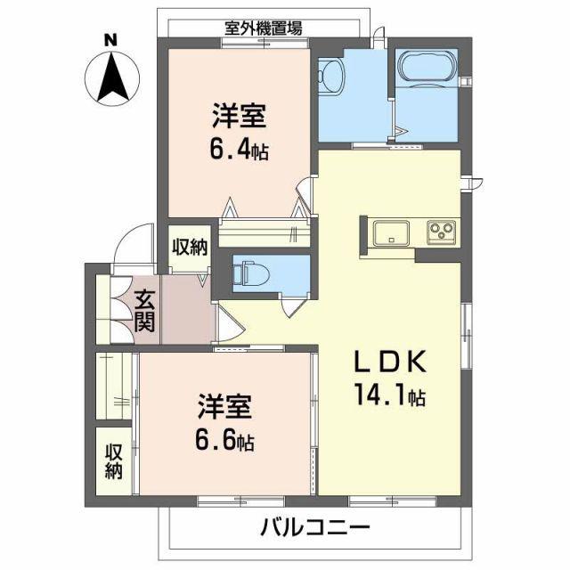 グラード杉井流(2LDK/3階)の間取り写真
