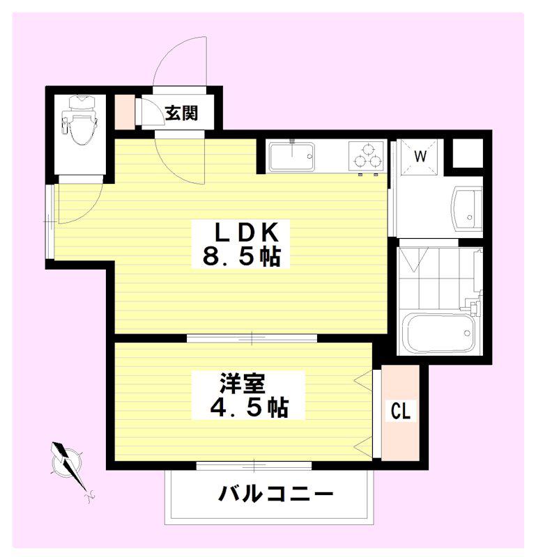 ポルトボヌール(1LDK/3階)の間取り写真