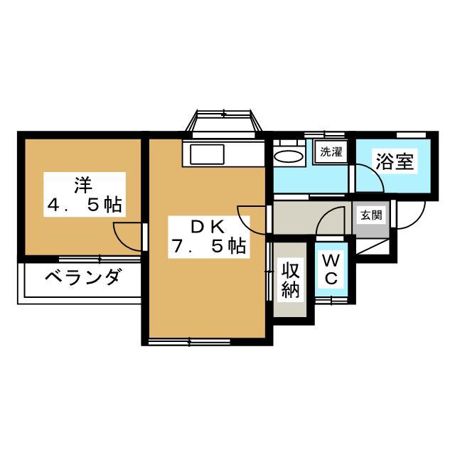 高野アパート(1DK/2階)の間取り写真