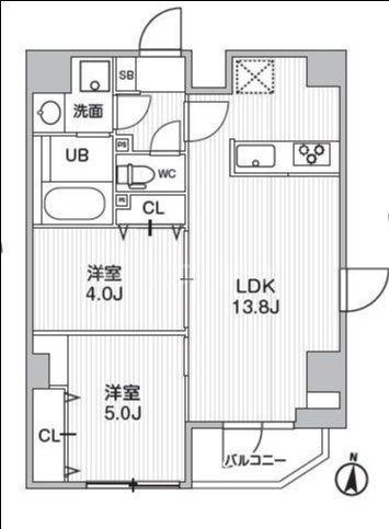 S-RESIDENCE亀戸BALM(2LDK/4階)の間取り写真