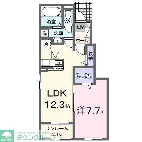 グランツI(1LDK/1階)の間取り写真