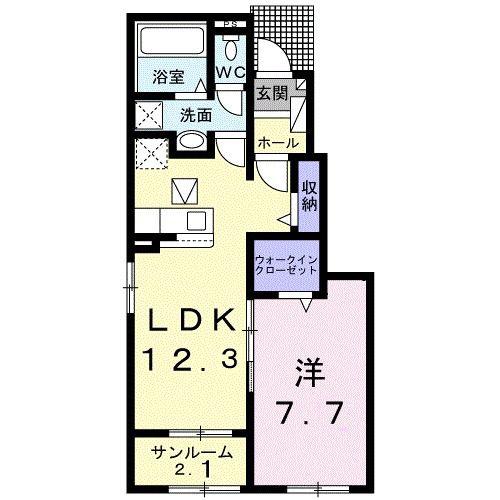 スターライトD(1LDK/1階)の間取り写真