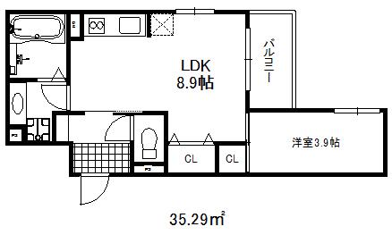 シンコウベコルン(1LDK/3階)の間取り写真