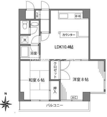 ハイムカミヨ(2LDK/2階)の間取り写真