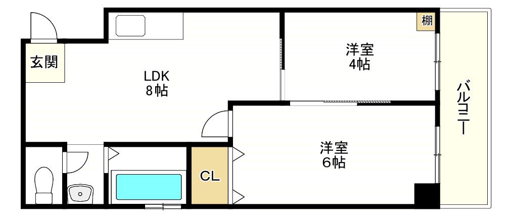 コーポラス翌繪(2LDK/3階)の間取り写真