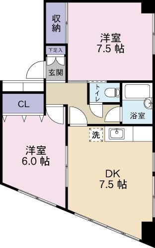 横山ビル(2DK/2階)の間取り写真