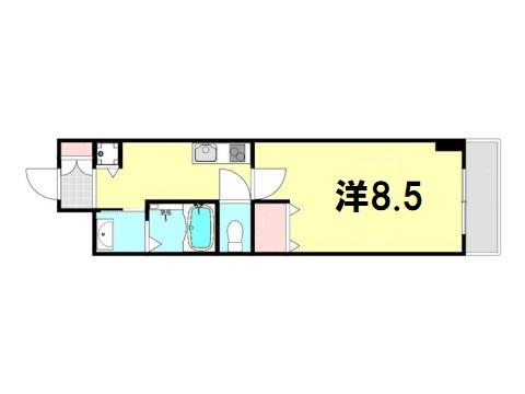 CITYSPIRE神戸元町I(1K/8階)の間取り写真