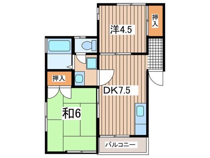 エスポア24(2DK/2階)の間取り写真