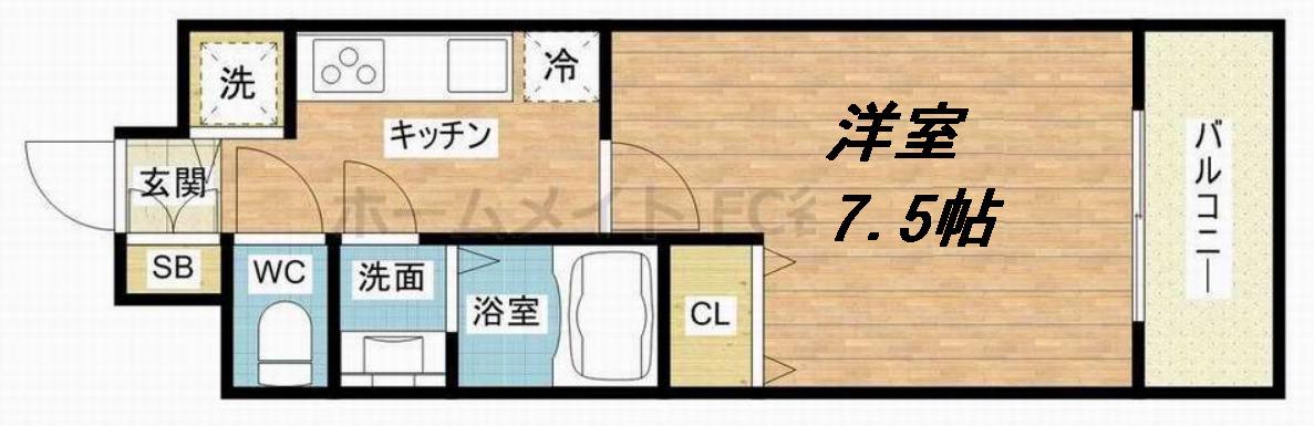 サムティ阿波座LUSSO(1K/4階)の間取り写真