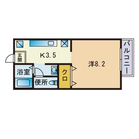 エーデルハイム原(ワンルーム/1階)の間取り写真