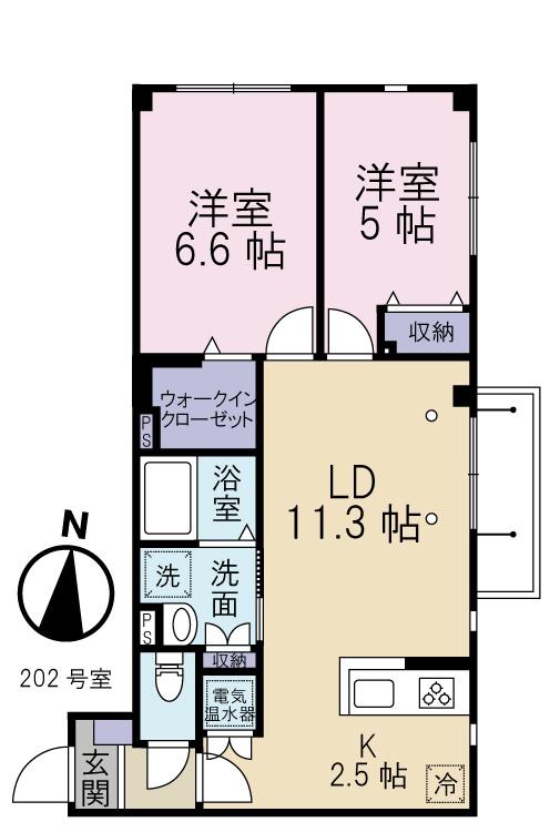 ボナール セブン(2LDK/2階)の間取り写真