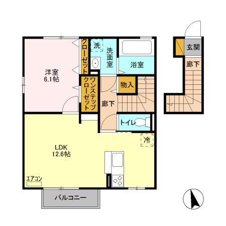 ルナールB(1LDK/2階)の間取り写真