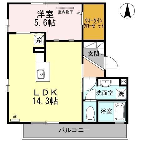 セジュール山野草(1LDK/2階)の間取り写真