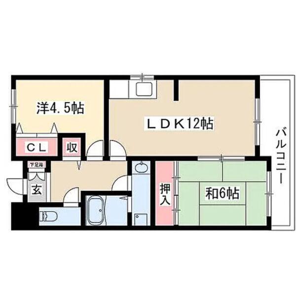 メゾン北千種(2LDK/4階)の間取り写真