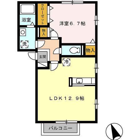 ルミエール清洲 A(1LDK/2階)の間取り写真