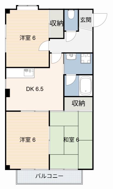 フェリス的場丘(3DK/2階)の間取り写真