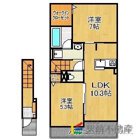 ウィステリアヒルズ I(2LDK/2階)の間取り写真
