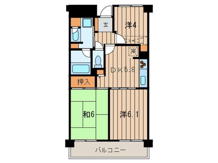 フレスコ川崎(3DK/6階)の間取り写真