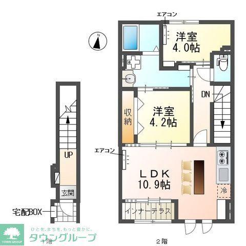 野々下1丁目アパート(2LDK/2階)の間取り写真
