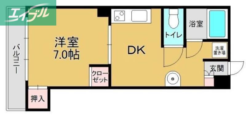 エバグリーン磨屋町(1DK/3階)の間取り写真