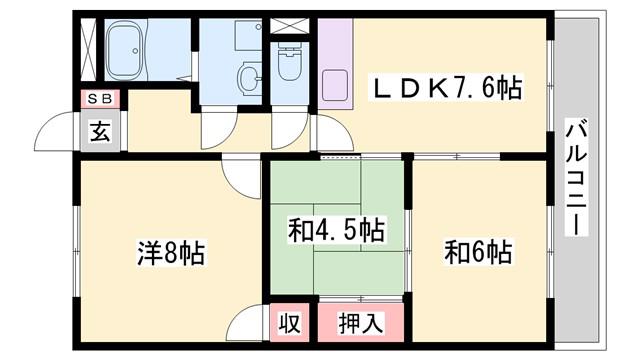 メゾン・ボヌール(3DK/3階)の間取り写真