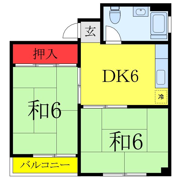 小林ビルデンス(2DK/4階)の間取り写真
