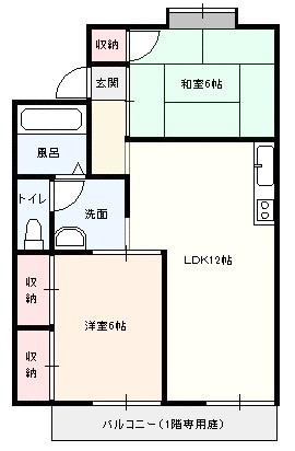 セジュール平成 B(2LDK/2階)の間取り写真