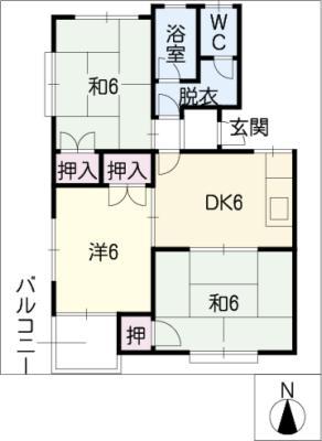 さくらコーポ(3DK/1階)の間取り写真
