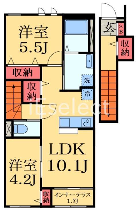 シャルマン(2LDK/2階)の間取り写真