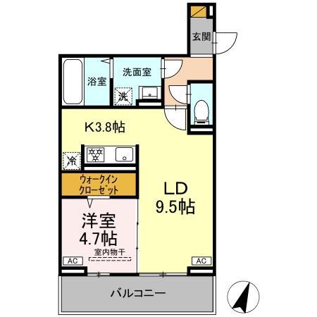 D-SOLACE末広4丁目(1LDK/3階)の間取り写真