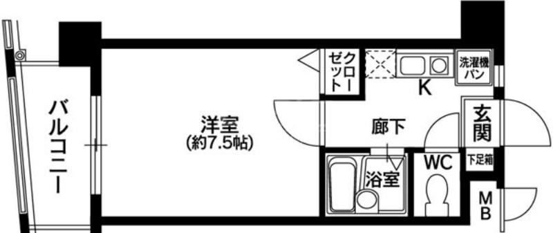 奈良屋グロリアス(1K/5階)の間取り写真