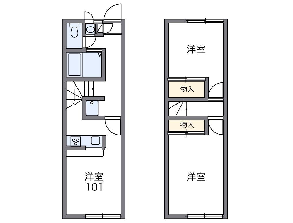 レオパレス砂田(2DK/1階)の間取り写真